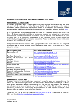 Complaints Form - University of Strathclyde