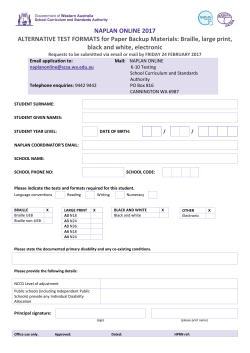 NAPLAN ONLINE 2017 Alternative Test Formats Application form
