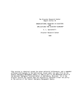 The Disaster Research Center Report Series 18 ORGANIZATIONAL