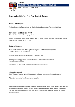First Year Option Subjects Information Brief