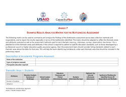 Annex 7: Example Results Analysis Matrix for the