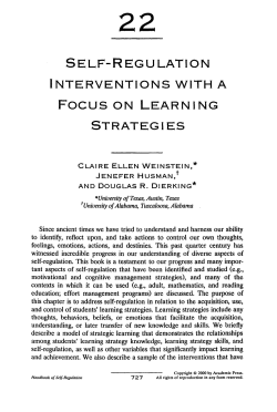 SELF-REGULATION I NTERVENTIONS WITH A Focus ON