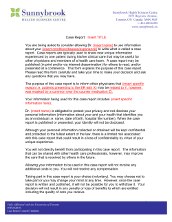 Case Report - Sunnybrook Hospital