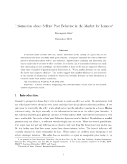 Information about Sellers` Past Behavior in the Market for Lemons