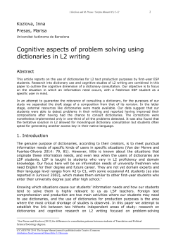 Cognitive aspects of problem solving using