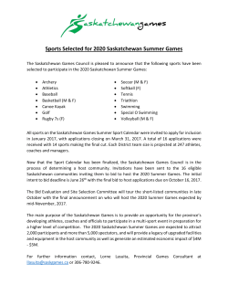 Sports Selected for 2020 Saskatchewan Summer Games