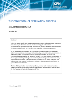 THE CPNI PRODUCT EVALUATION PROCESS