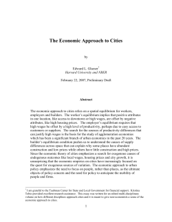 The Economic Approach to Cities