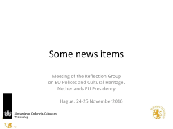 Some news items - Reflection Group Meeting, 9
