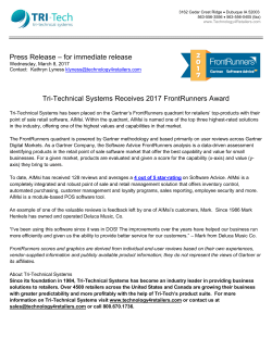 Press Release &ndash; for immediate release Tri