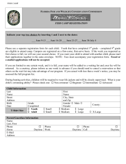 FISH CAMP REGISTRATION Indicate your top two choices by
