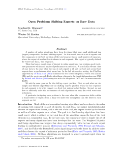Open Problem: Shifting Experts on Easy Data