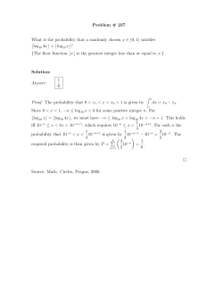 Problem # 237 What is the probability that a randomly chosen x &isin; (0