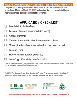 APPLICATION CHECK LIST - Office of Diversity and Inclusion