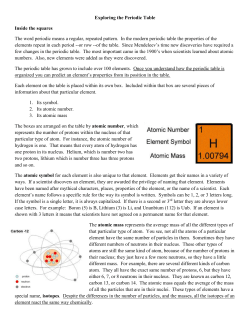 Exploring the Periodic Table Inside the squares The word periodic
