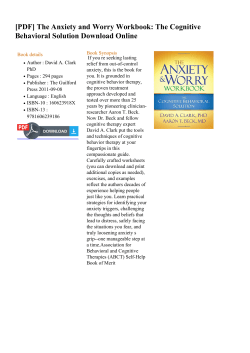 The Anxiety and Worry Workbook: The Cognitive Behavioral