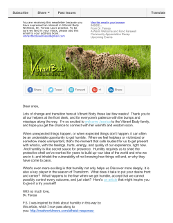 Dear ones, Lots of change and transition here at Vibrant Body these