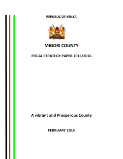 Fiscal strategy paper 2014-2016 - Migori County Departement of