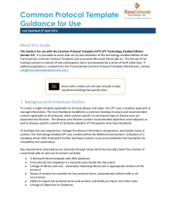 Common Protocol Template Guidance for Use
