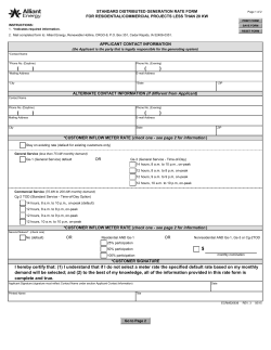 Distributed Resources Rate Form for Residential
