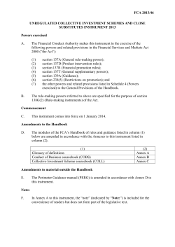 Unregulated Collective Investments Schemes and Close Substitutes
