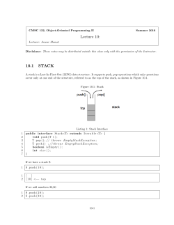 Lecture 10: 10.1 STACK