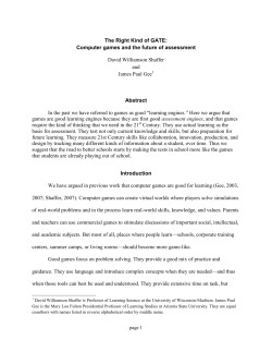Computer games and the future of assessment David Williamson