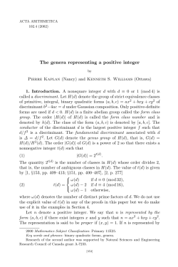 The genera representing a positive integer