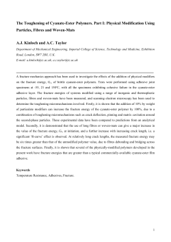 Toughening of Cyanate Ester Resins, Part I: Particulate