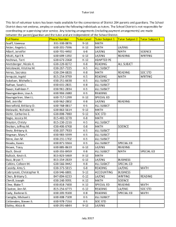 Current Tutor List