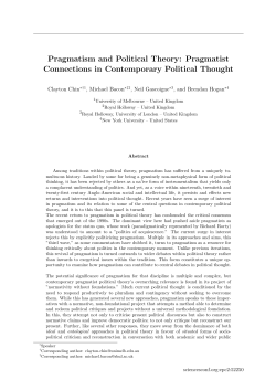 Pragmatism and Political Theory: Pragmatist