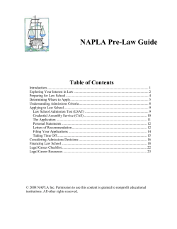 NAPLA Pre Law Guide - Northeast Association of Pre