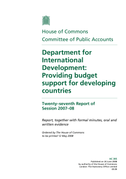 Providing budget support for developing countries