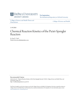 Chemical Reaction Kinetics of the Pictet-Spengler