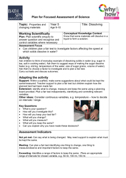 Planning Sheet for focused science Assessment Task