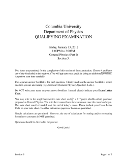 Columbia University Department of Physics QUALIFYING