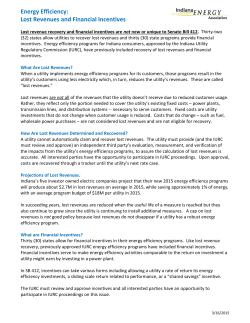 Energy Efficiency: Lost Revenues and Financial Incentives
