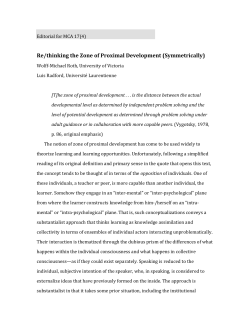Re/thinking the Zone of Proximal Development