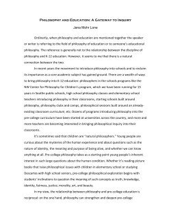 Philosophy and Education: A Gateway to Inquiry