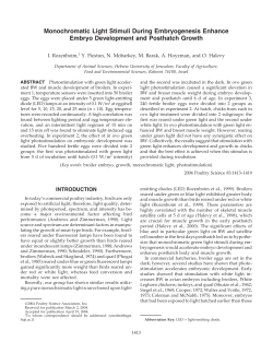 Monochromatic Light Stimuli During Embryogenesis Enhance