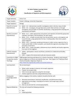 St. Kateri Outdoor Learning Centre Lesson Plan Classification of