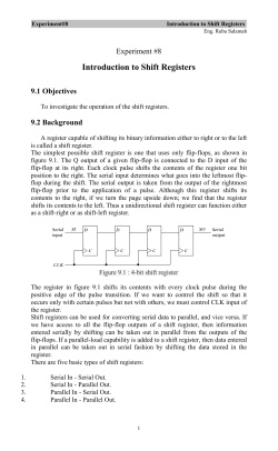 Experiment#8 Introduction to Shift Registers