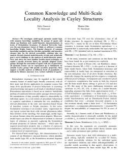 Common Knowledge and Multi-Scale Locality Analysis in Cayley
