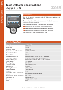 Toxic Detector Specifications Oxygen (O2)