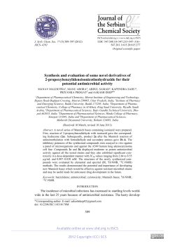 Synthesis and evaluation of some novel derivatives of 2