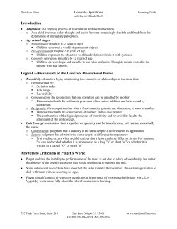 Introduction Logical Achievements of the Concrete Operational