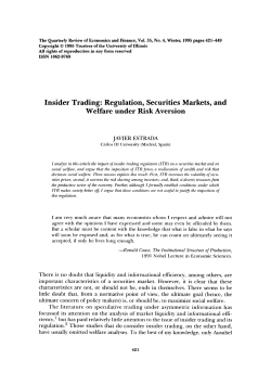 Insider Trading: Regulation, Securities Markets, and Welfare under