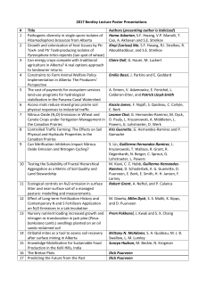 2017 Bentley Lecture Poster Presentations # Title Authors
