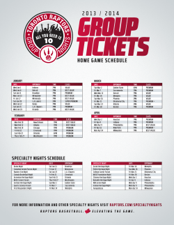 HOME GAME ScHEdulE - Air Canada Centre