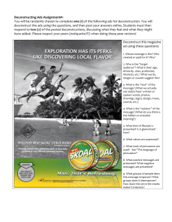 Deconstructing Ads Assignment#1 You will be randomly chosen to